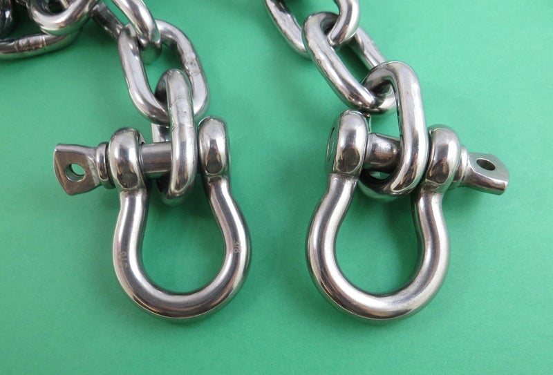 US Stainless Stainless Steel 316 Anchor Chain Shackles Boats Sailing Fishing Mooring (5/16" (8mm) x 6' with 3/8" Bow Shackles) - Image 4